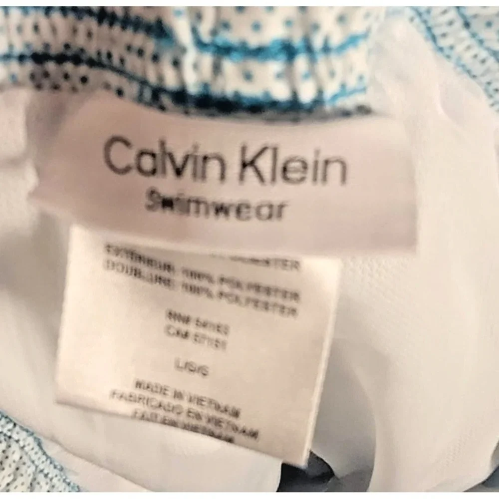 Calvin Klein Swim Trunks Mens Large Blue White Ombre Dot Swim Shorts Mesh Travel